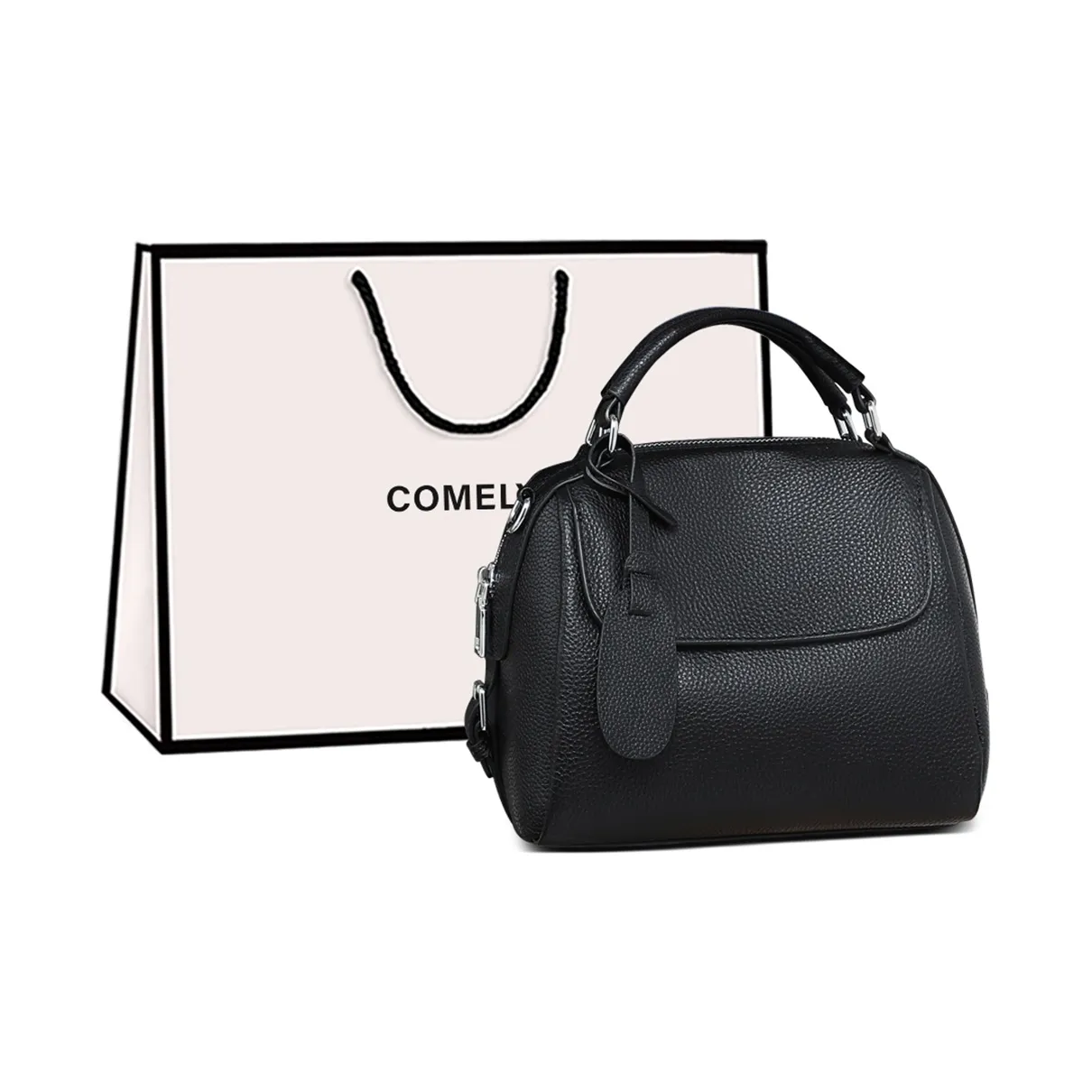 COMELY Синтетическая кожа с коровьей кожей одно плечо сумка стандартная женская черная