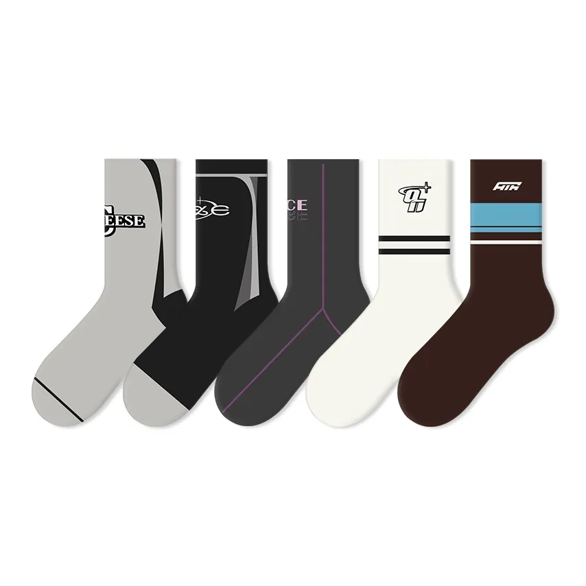 COTTON CHEESE Mid Calf Socks Unisex 5 Pack