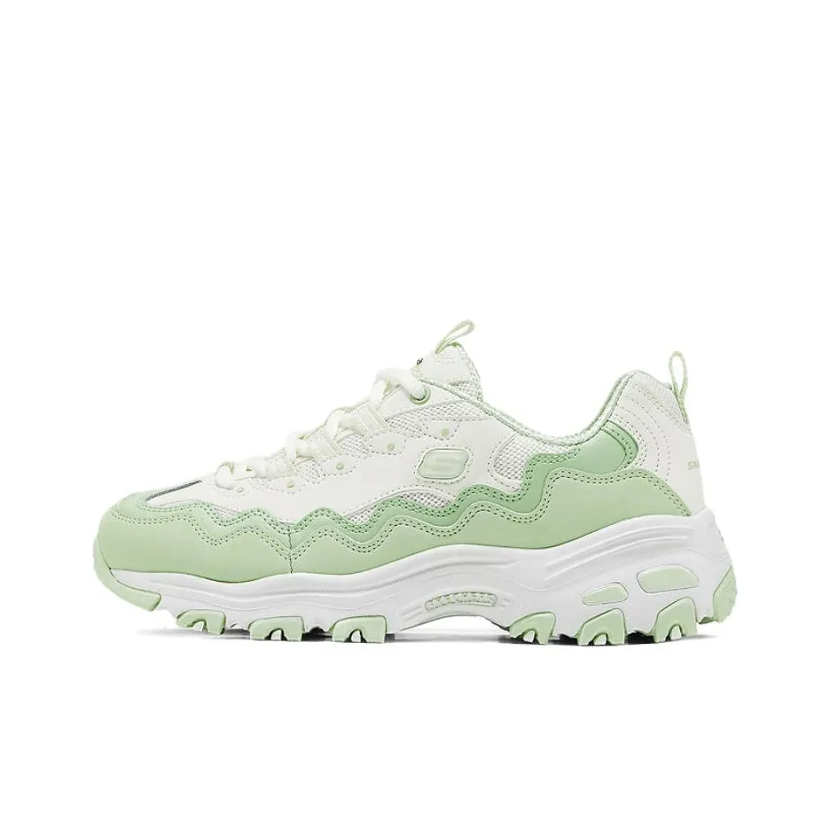 Skechers DLITES Anti Slip Wear Resistant Low Top Chunky Sneakers Women's White Green