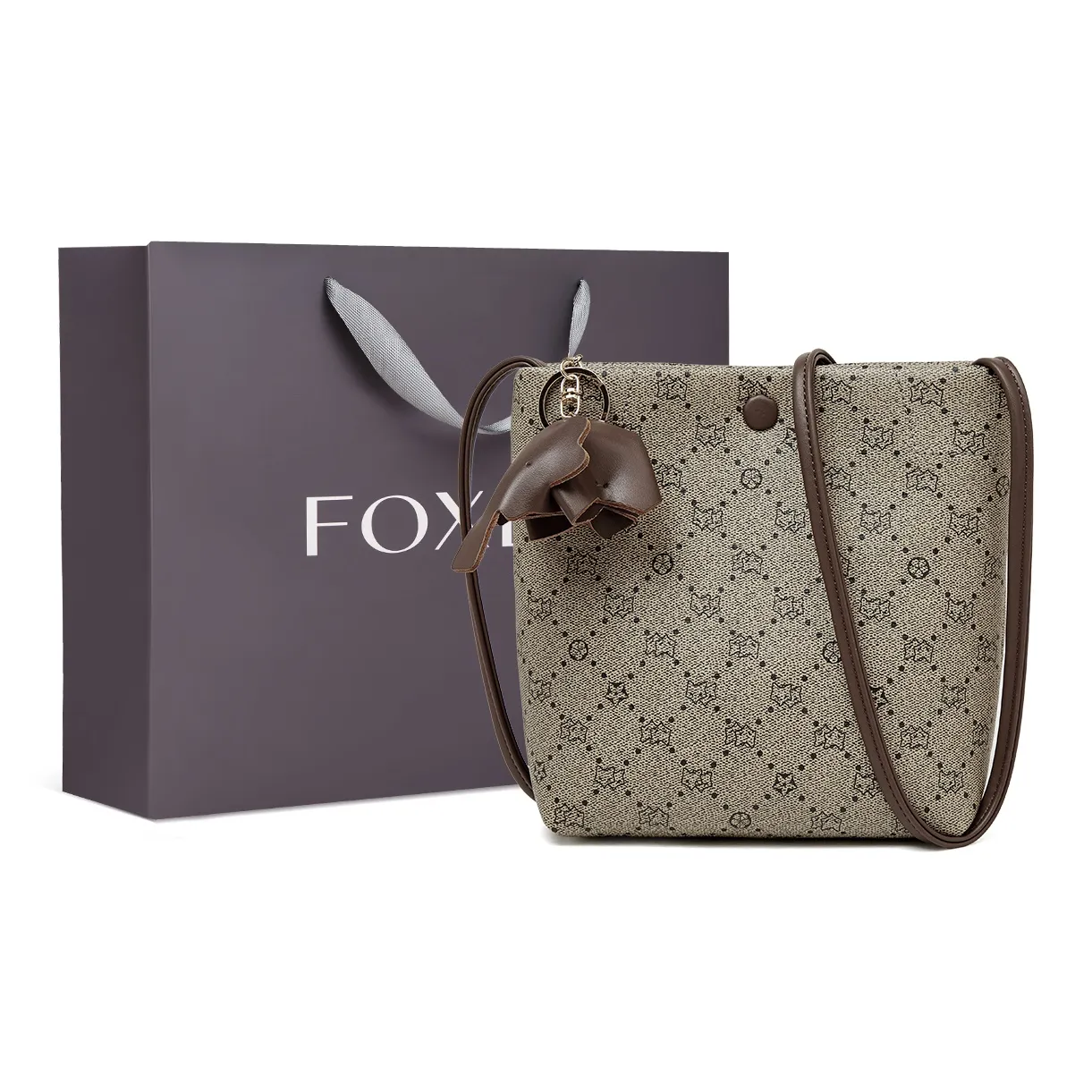 FOXER Синтетическая кожа Магнитная застежка Ведрообразная сумка Сумка через плечо Обычная Женская Многоцветная