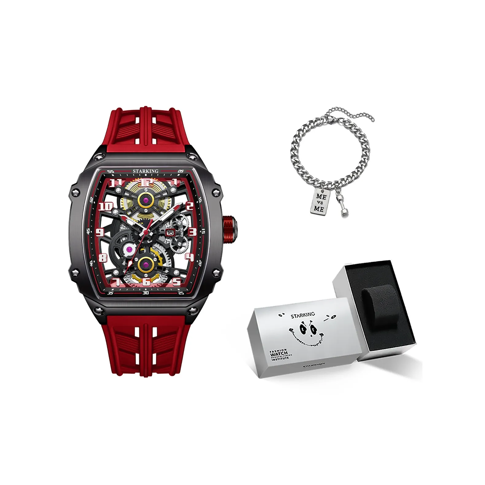 STARKING Eagle Soaring Collection Automatic Mechanical Movement Silicone Strap Watch Men's Watches Black Dial
