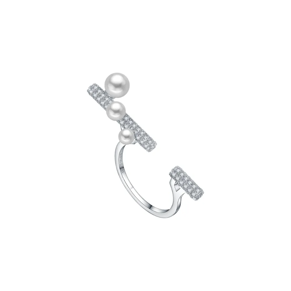BABYBEI 925 Sterling Silver Pearl Open Ended Elegance Creative Niche Designer Rings Women's