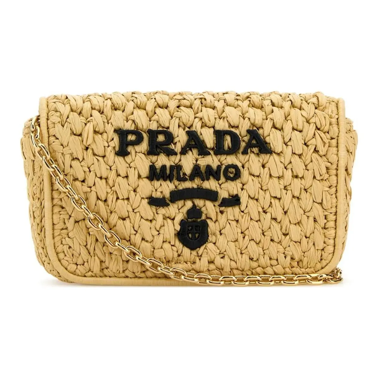 PRADA Straw Woven Crossbody Bag, Shoulder Bag Women's Beige Yellow