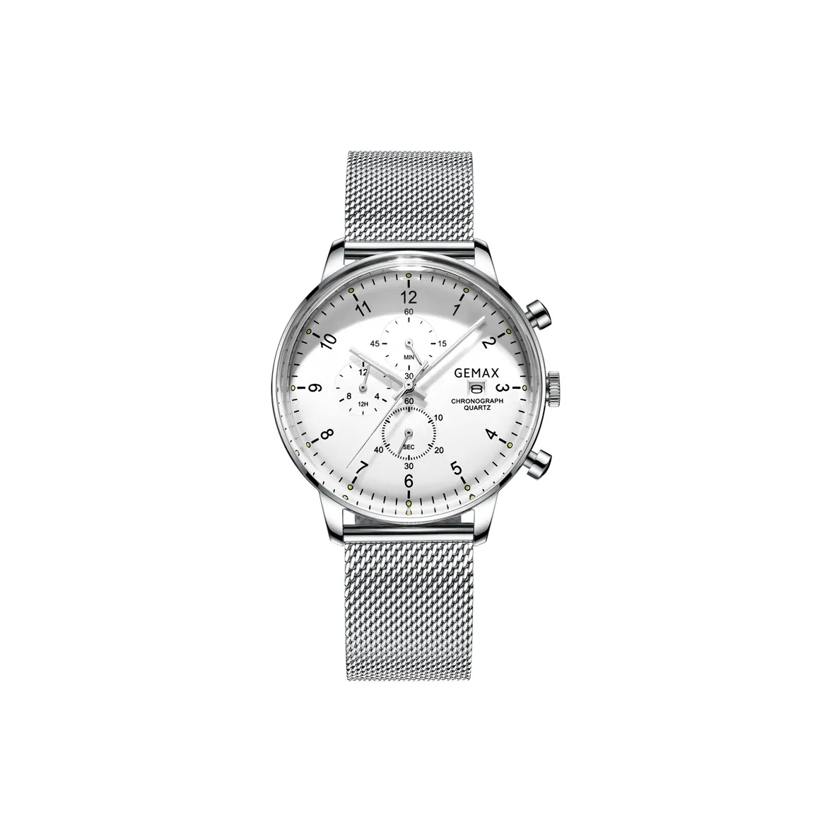 GEMAX Наручные часы Кварцевый механизм Ремешок из нержавеющей стали Мужские часы Белый циферблат