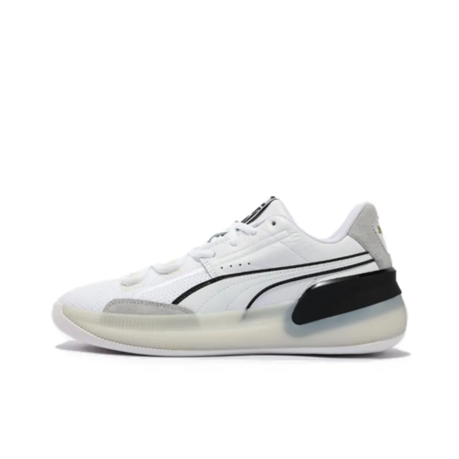 PUMA Clyde Hardwood Slip-Resistant Abrasion-Resistant Low-Top Баскетбольные Кроссовки Унисекс Белые