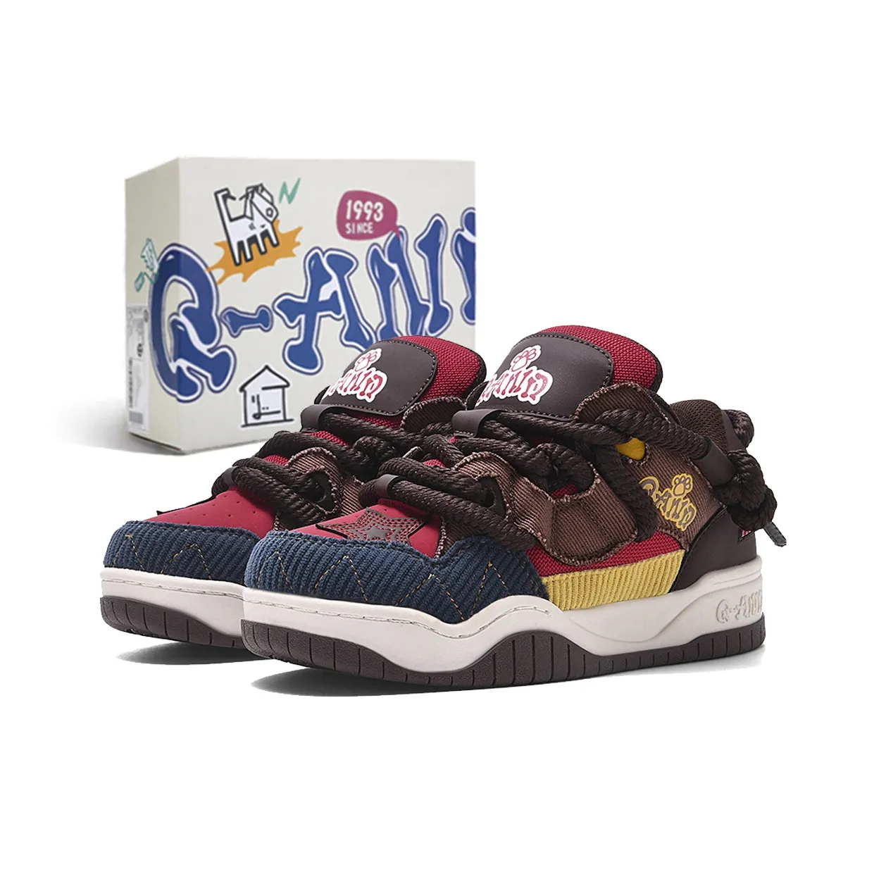 Q AND Puffy Shoes Anti Slip And Wear Resistant Height Increasing Low Top Skateboard Shoes Unisex