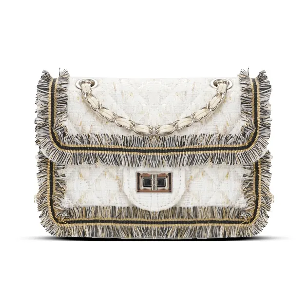 CHRISBELLA Fabric Crossbody Bag, Shoulder Bag Women's White/Blue