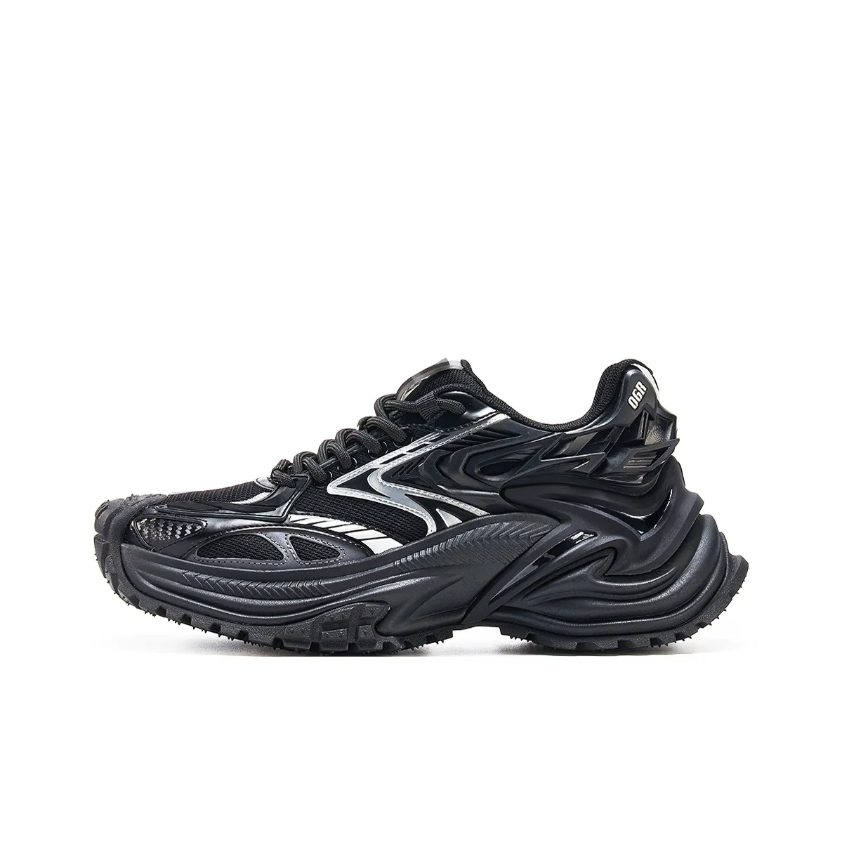 OGR Wear Resistant Breathable Height Increasing Low Top Running Shoes Unisex Black Silver