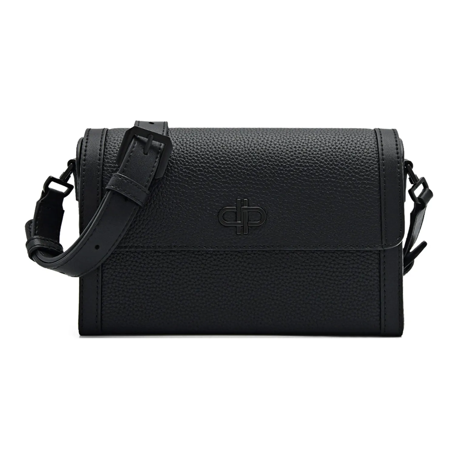 PEDRO Icon Series Top Grain Cow Leather Shoulder Bag, Crossbody Bag Trumpets Men's Black/Dark Umber