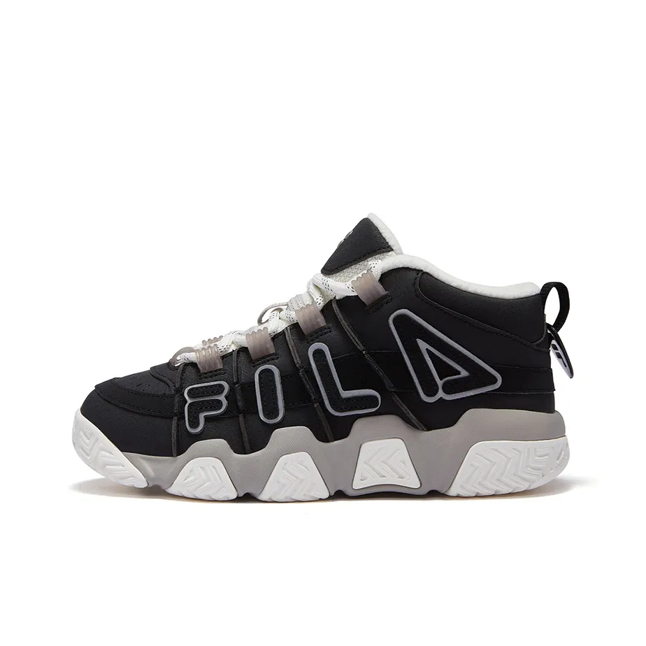 FILA FUSION Buster Пухлые туфли Устойчивые к истиранию MID Топ Винтажные баскетбольные кроссовки Женские Черный белый