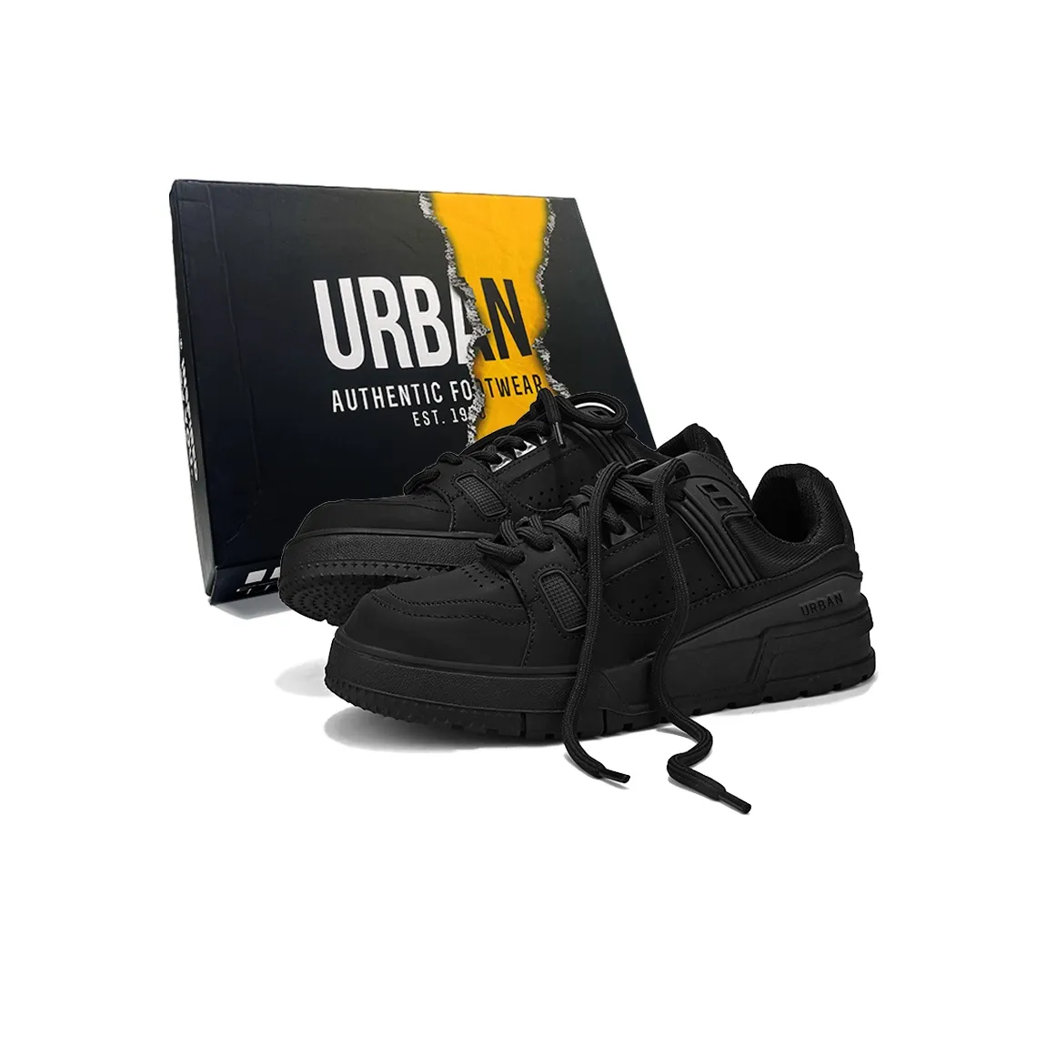 URBAN AUTHENTIC Slip-resistant Abrasion-resistant Lightweight Low-Top Skateboard Shoes Men's Black URBAN AUTHENTIC Противоскользящие Износостойкие Легкие Низкие Кроссовки для скейтбординга Мужские Черные