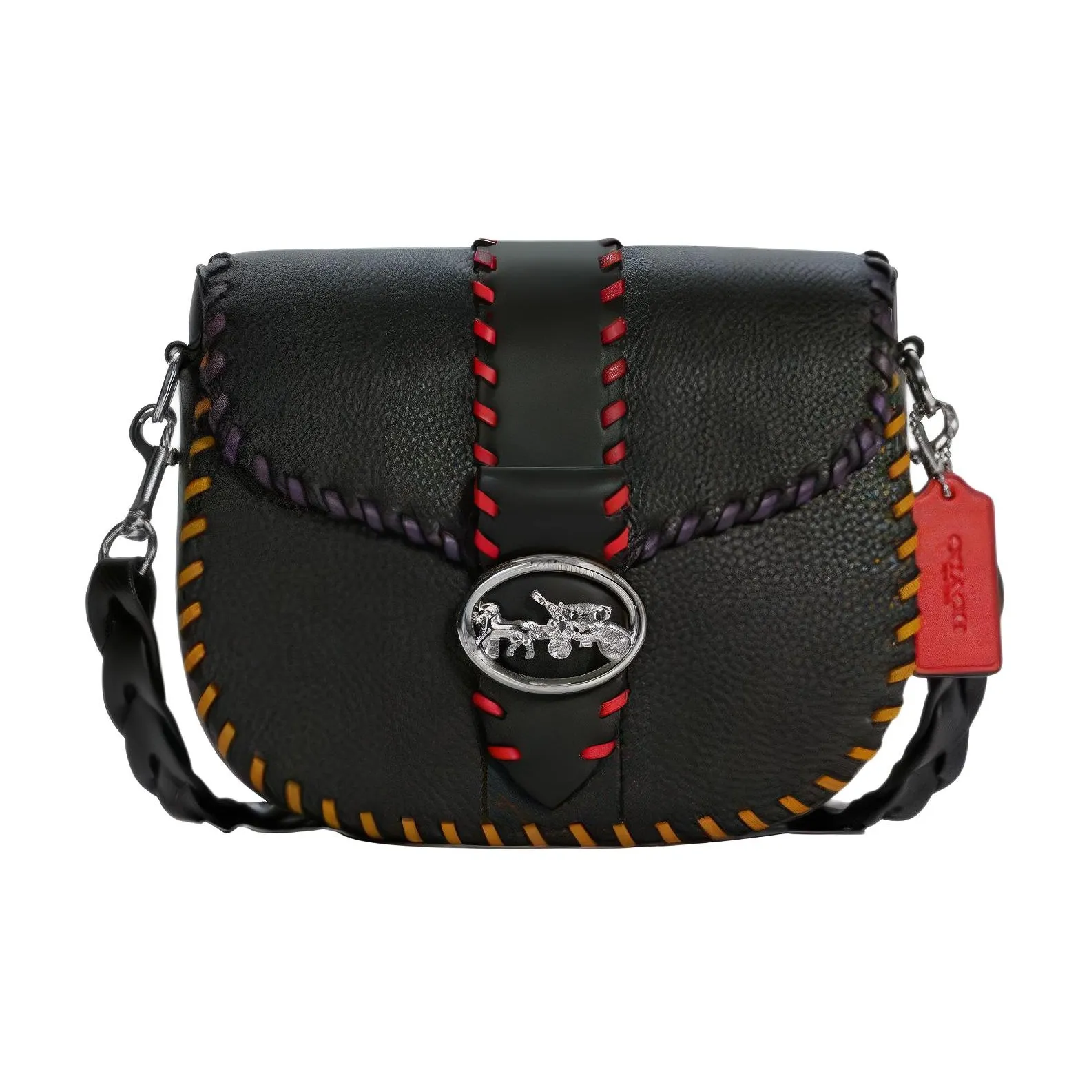 COACH Georgie Leather Shoulder Bag, into Bag, Crossbody Bag, Shoulder Bag Trumpets Women's Black