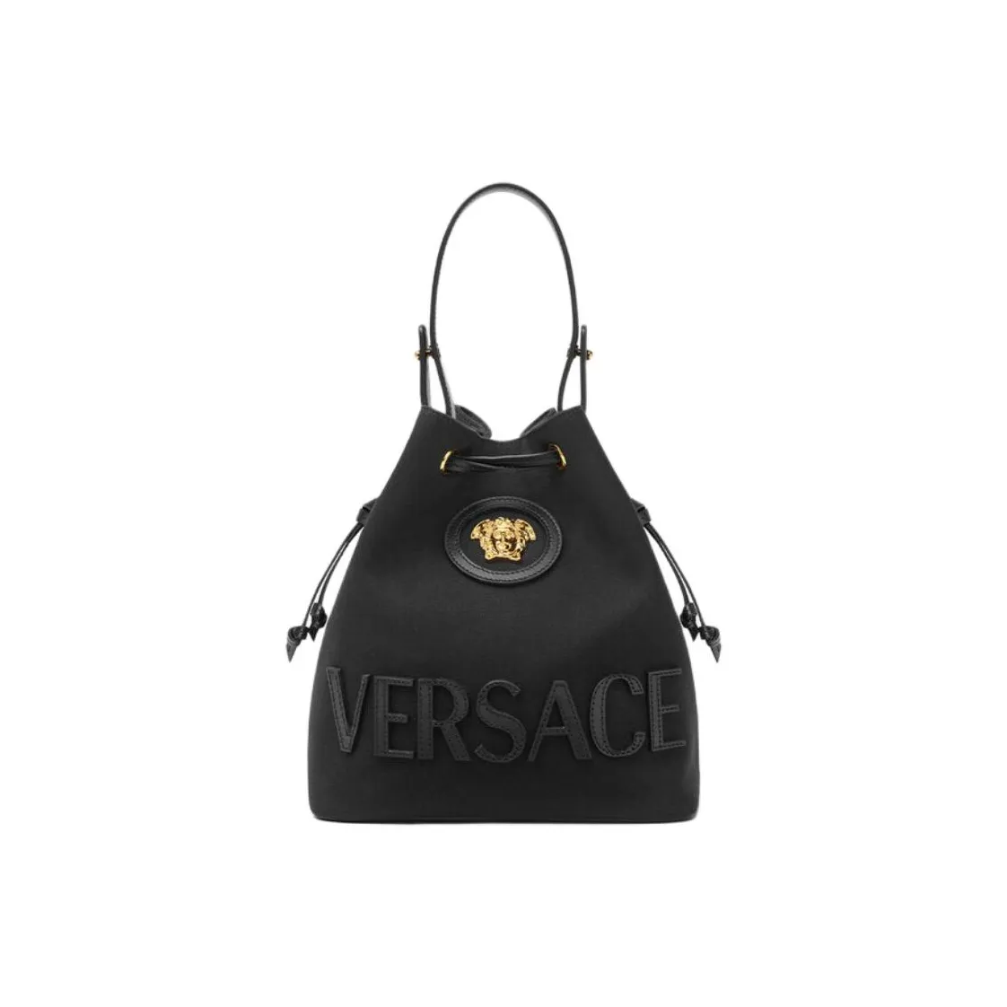 VERSACE La Medusa Cotton Bucket Bags Shoulder Bag Crossbody Bag Handbag Women's Black