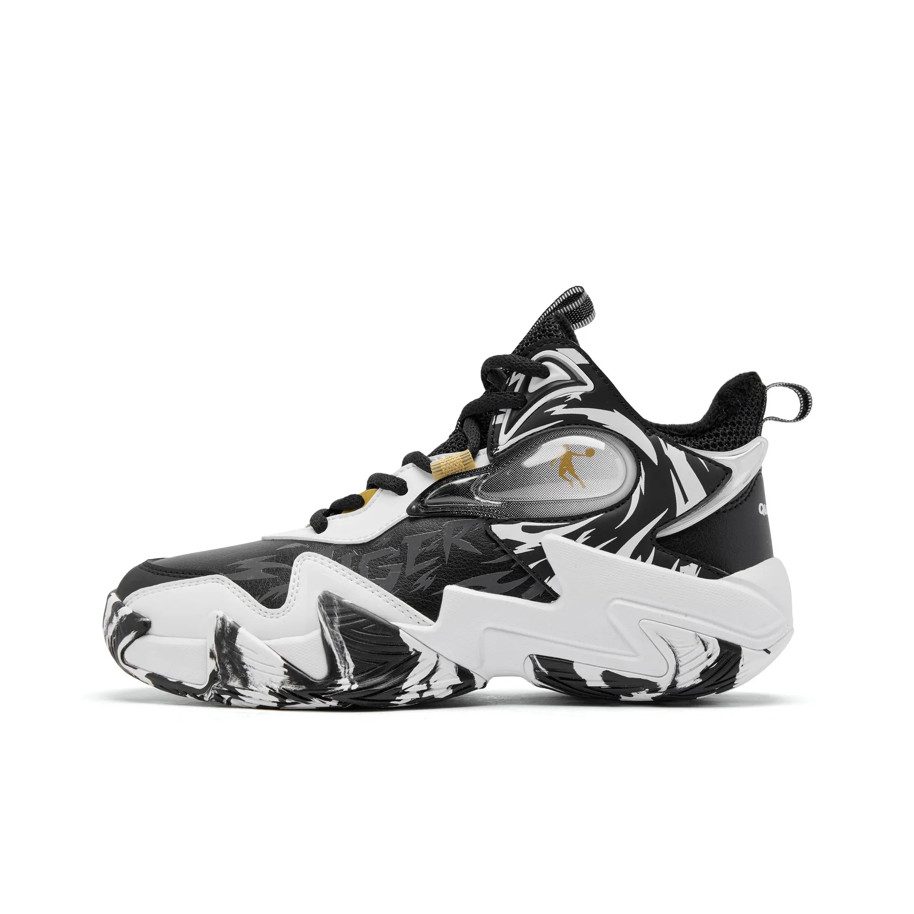 QIAODAN Нижняя юбка Устойчивая к истиранию MID Топ Детские Баскетбольные кроссовки Белый