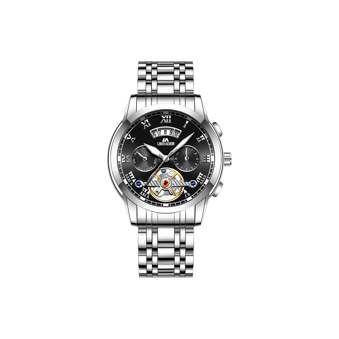 LIBER AEDON Кварцевый механизм Черный циферблат Мужские часы