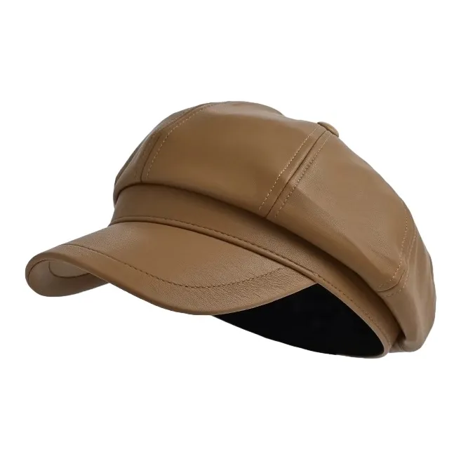 FREE RABBITⅡ Fashion Elegance Visible Face Small Leather Newsboy Cap Unisex
