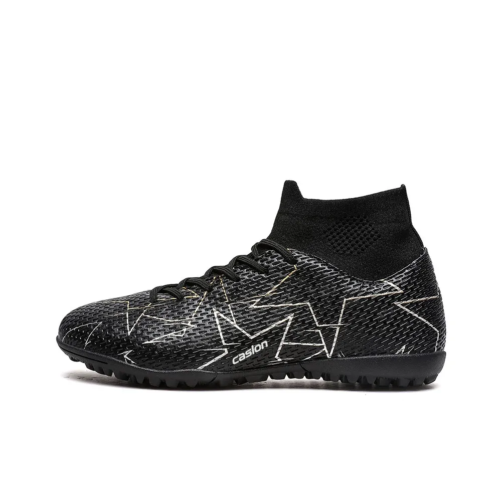 Casillon Cushioning Wear Resistant Lightweight Cushioning Mid Top Kids' Soccer Shoes Black Teenagers