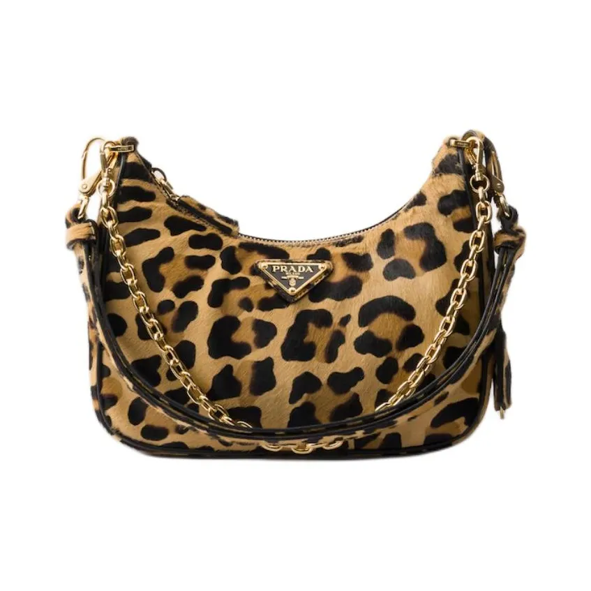 PRADA Re Edition Leather One Shoulder Handbag Mini Women's Light Umber