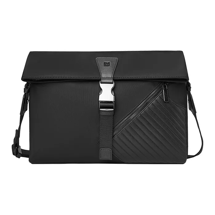 PIERRE CARDIN Fabric, Synthetic Leather Shoulder Bag, Crossbody Bag Regular Men's Black