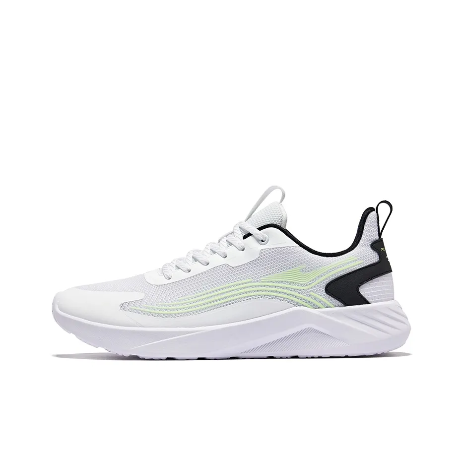 Erke Cushioning Rebound Low-Top Running Shoes Men's Uke White Cyan Apple Green