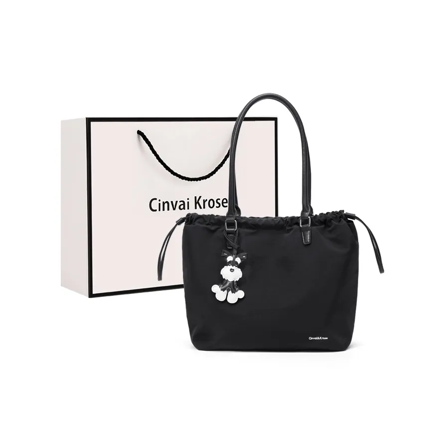 Simvay Clos Ткань с синтетической кожей сумка-тоут с шнурком сумка через плечо большая женская черная