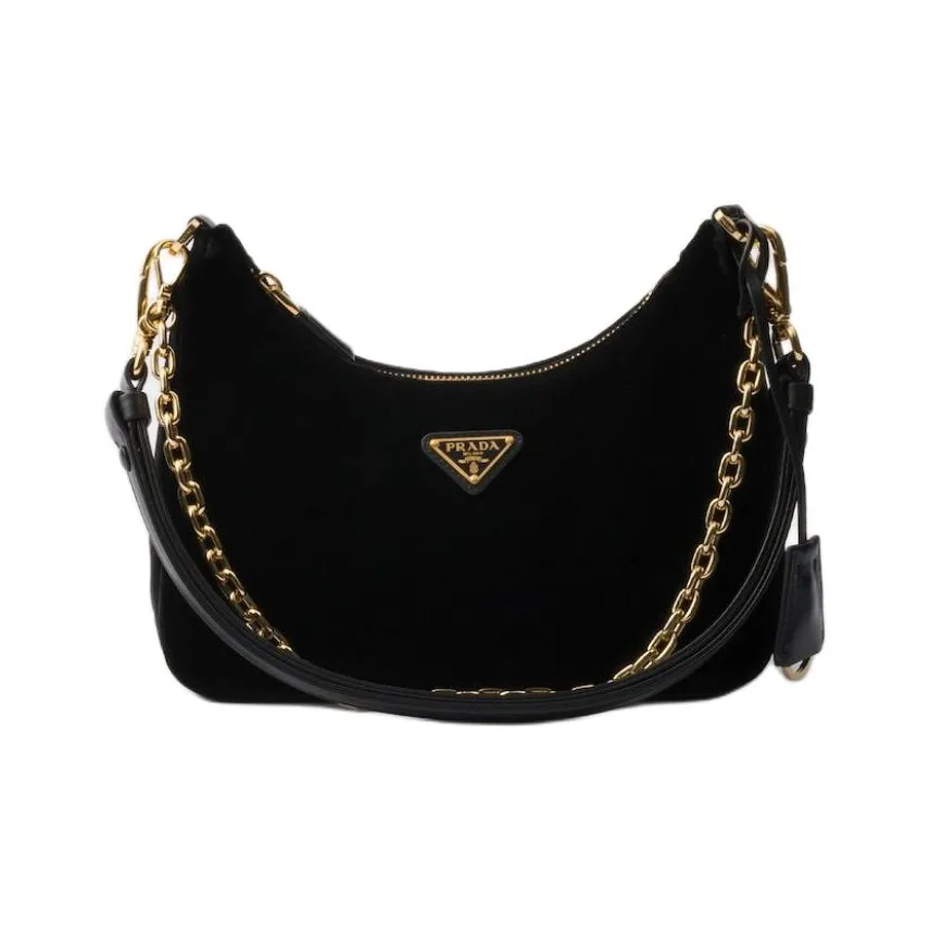 PRADA Velvet Handbag, Shoulder Bag Mini Women's Black