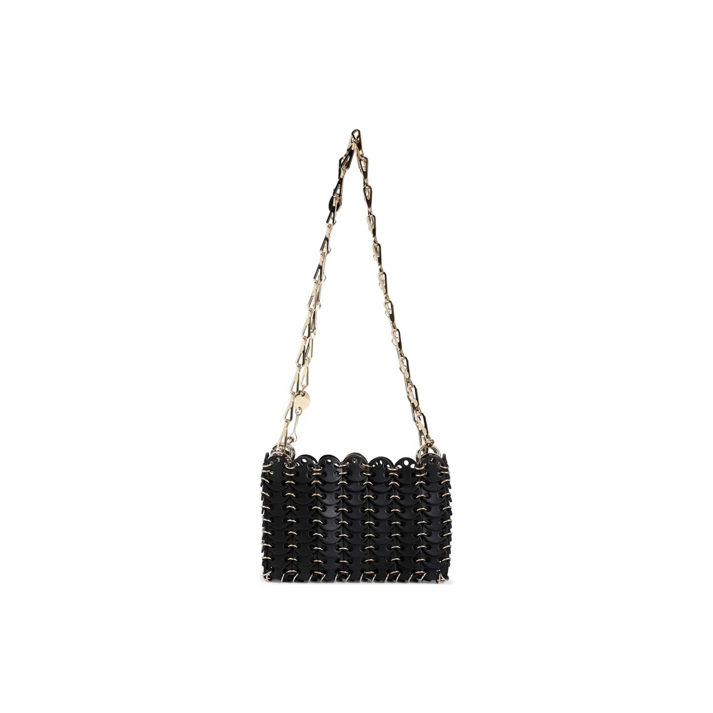 Paco Rabanne Calfskin Crossbody Bag Shoulder Bag Men's Black Gold