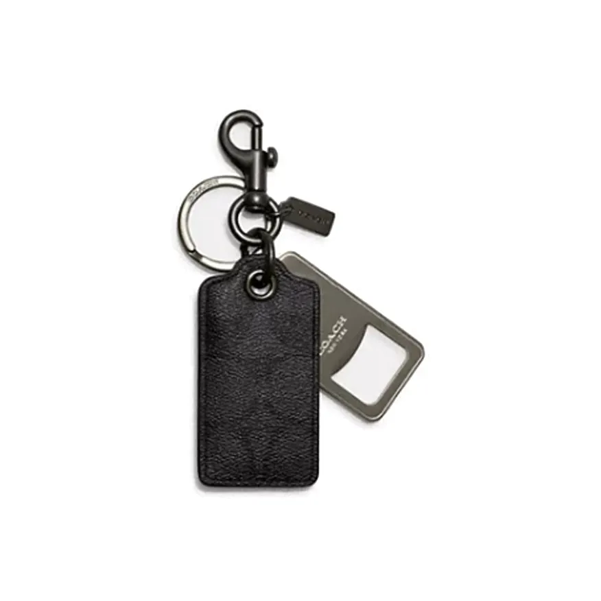 COACH Canvas Leather Keychains Unisex Black