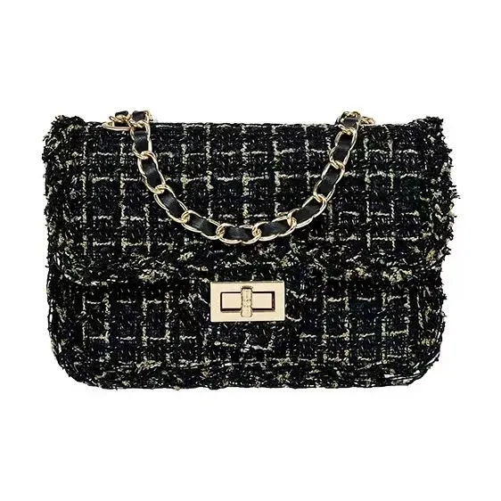 Worm's Home Вязаная ткань Сумка через плечо Женская Черный Белый