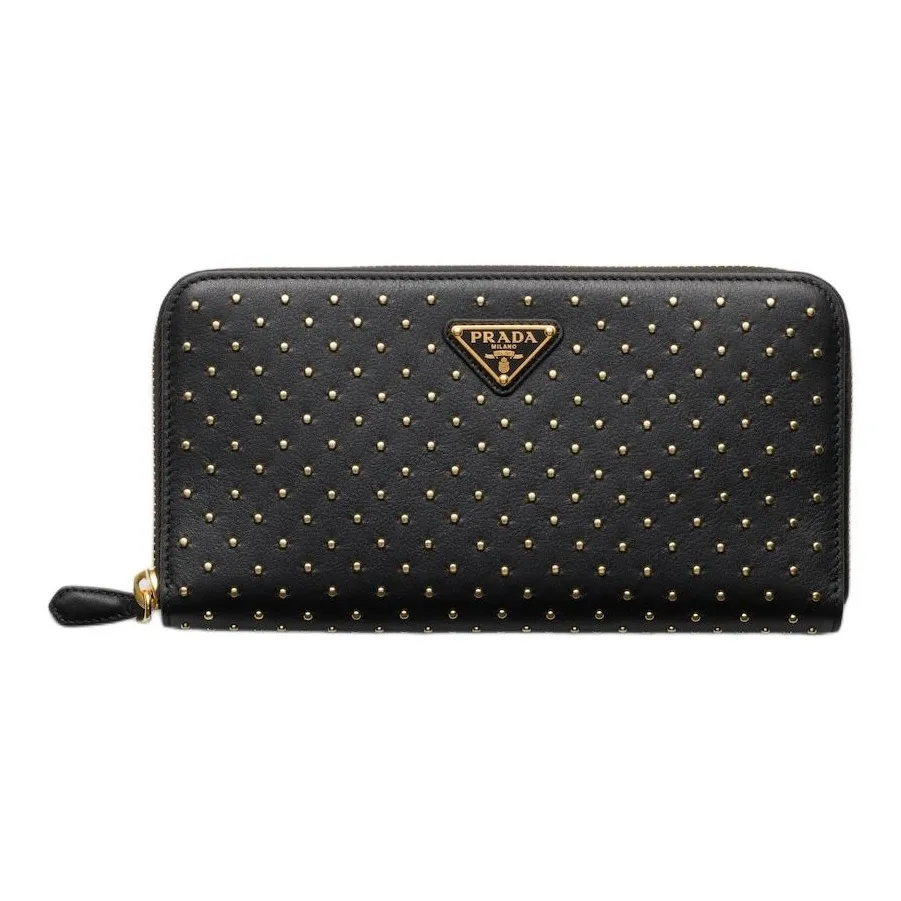 PRADA Leather Wallet Tubas Women's Black
