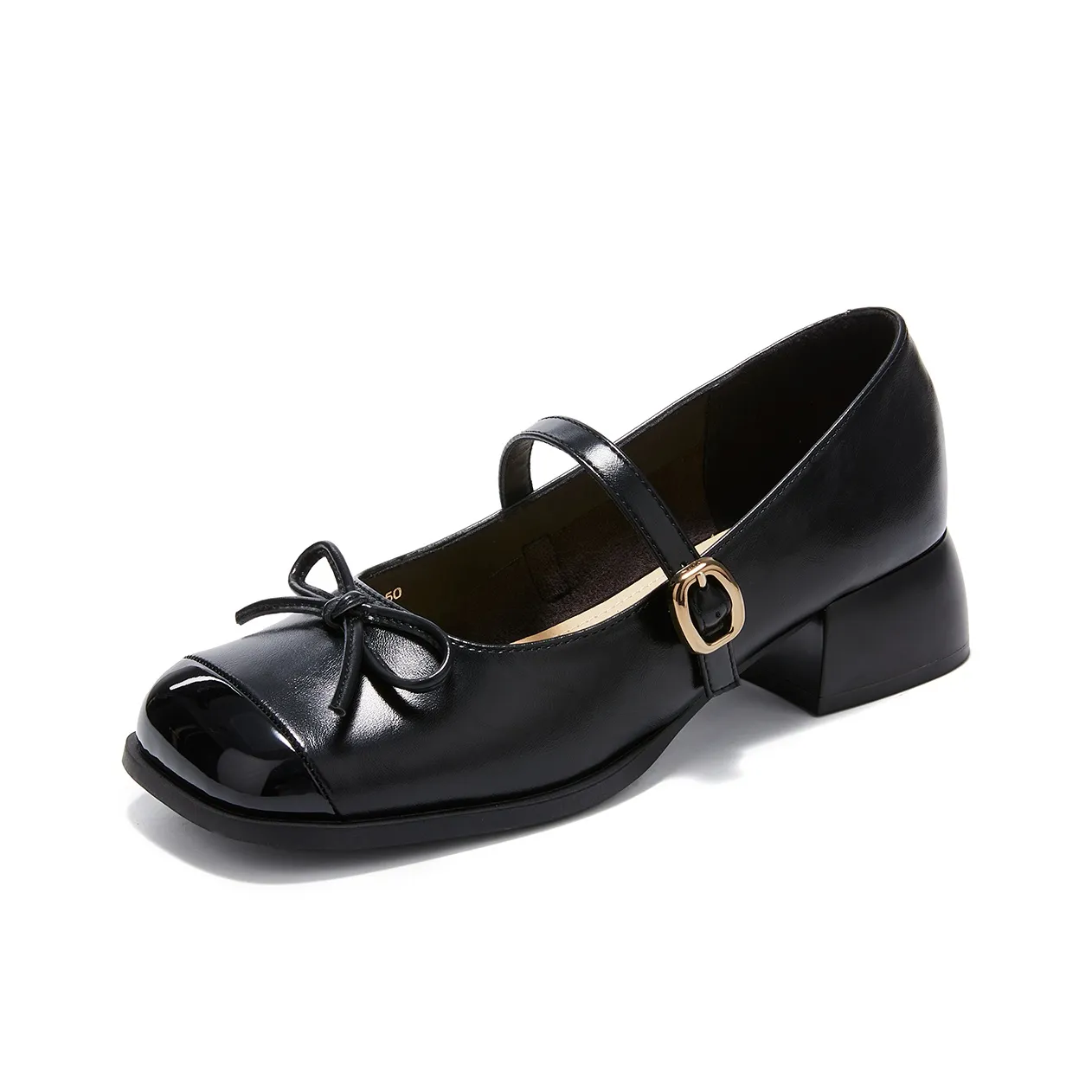 La Chapelle Британский стиль Vintage Fashion Элегантный Маленькие Кожаные Туфли с Грубым Каблуком Туфли Мэри Джейн Женские Черные