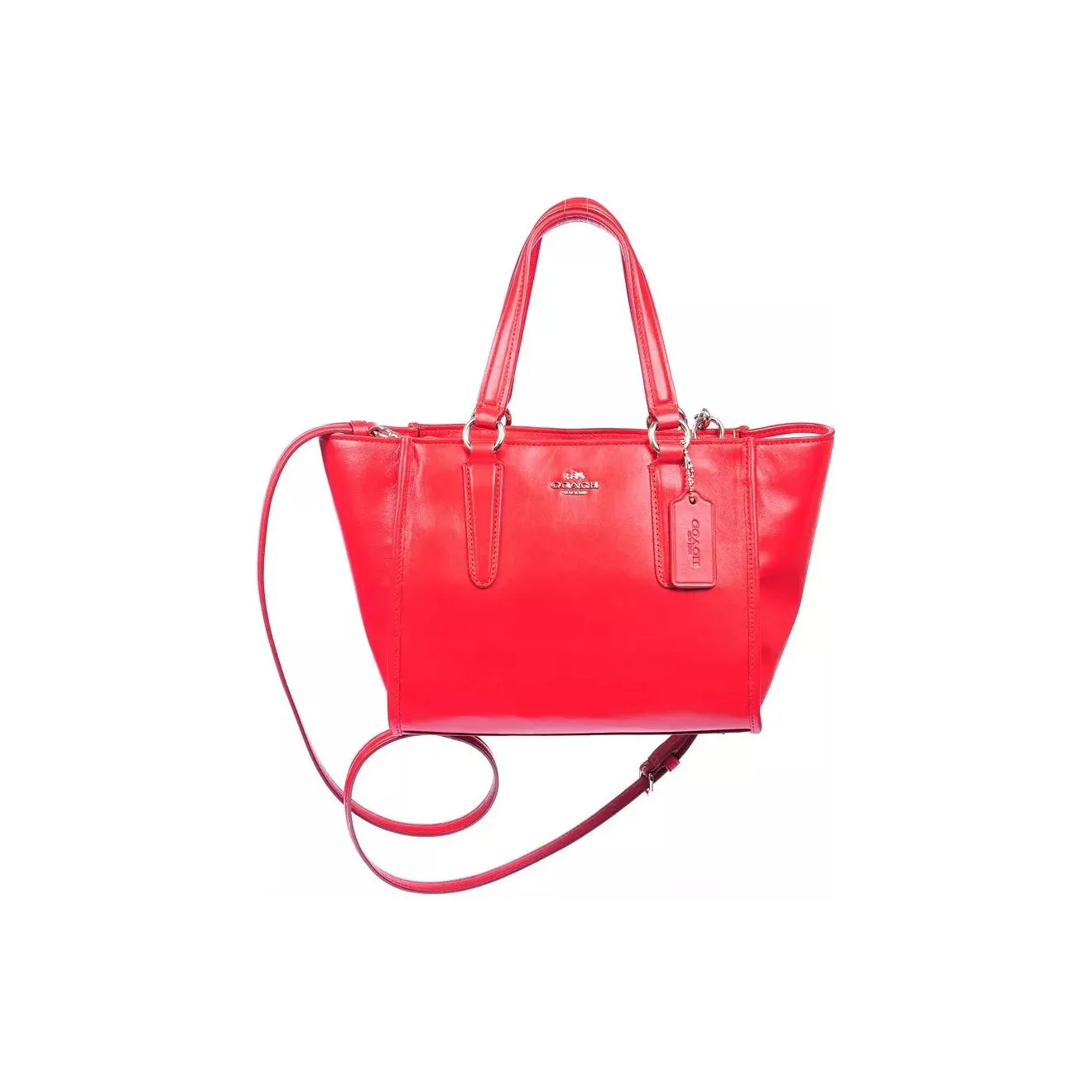 COACH Leather Tote Bag, Shopping Bag, Shoulder Bag, Handbag Tubas Women's Red