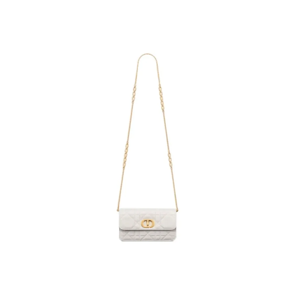 DIOR Wicker Pattern Sheepskin Shoulder Bag Crossbody Bag Women's Milk White