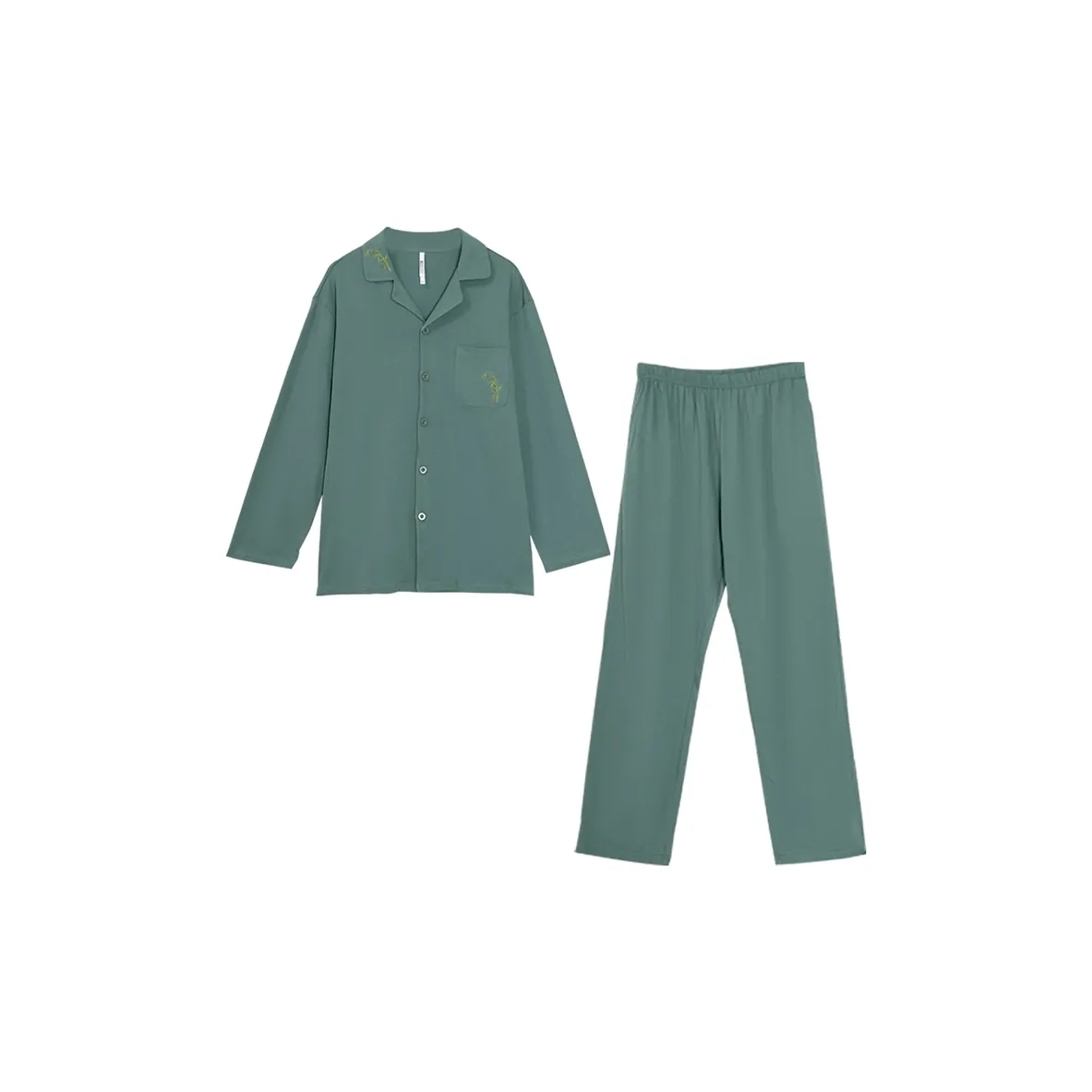 Red Beans At Home Pajama Set Men's Bamboo Brocade Gray
