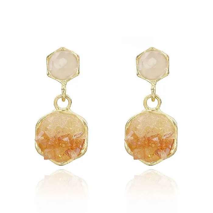 QIANFANGDAHUANGYE Сплав с цирконом серьги женские оранжево-красный