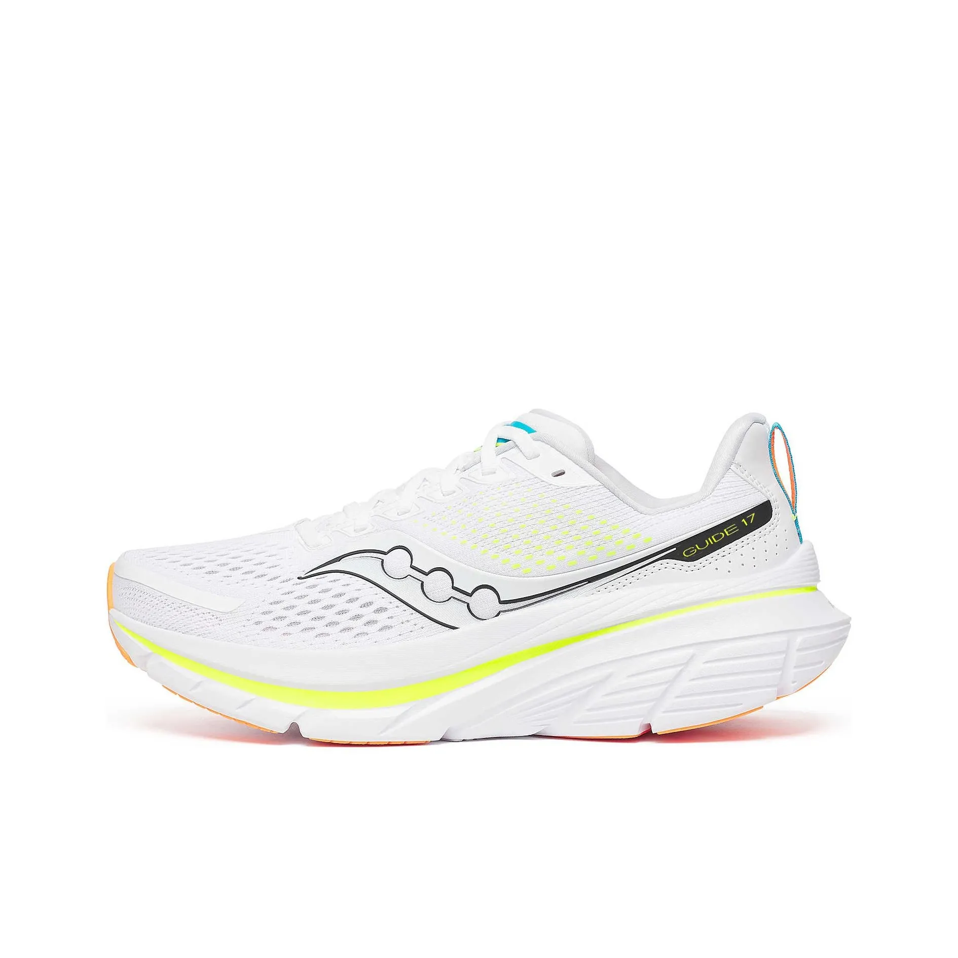 Saucony GUIDE 17 Slip Resistant Breathable Low Top Casual Running Shoes Men's White Yellow Black