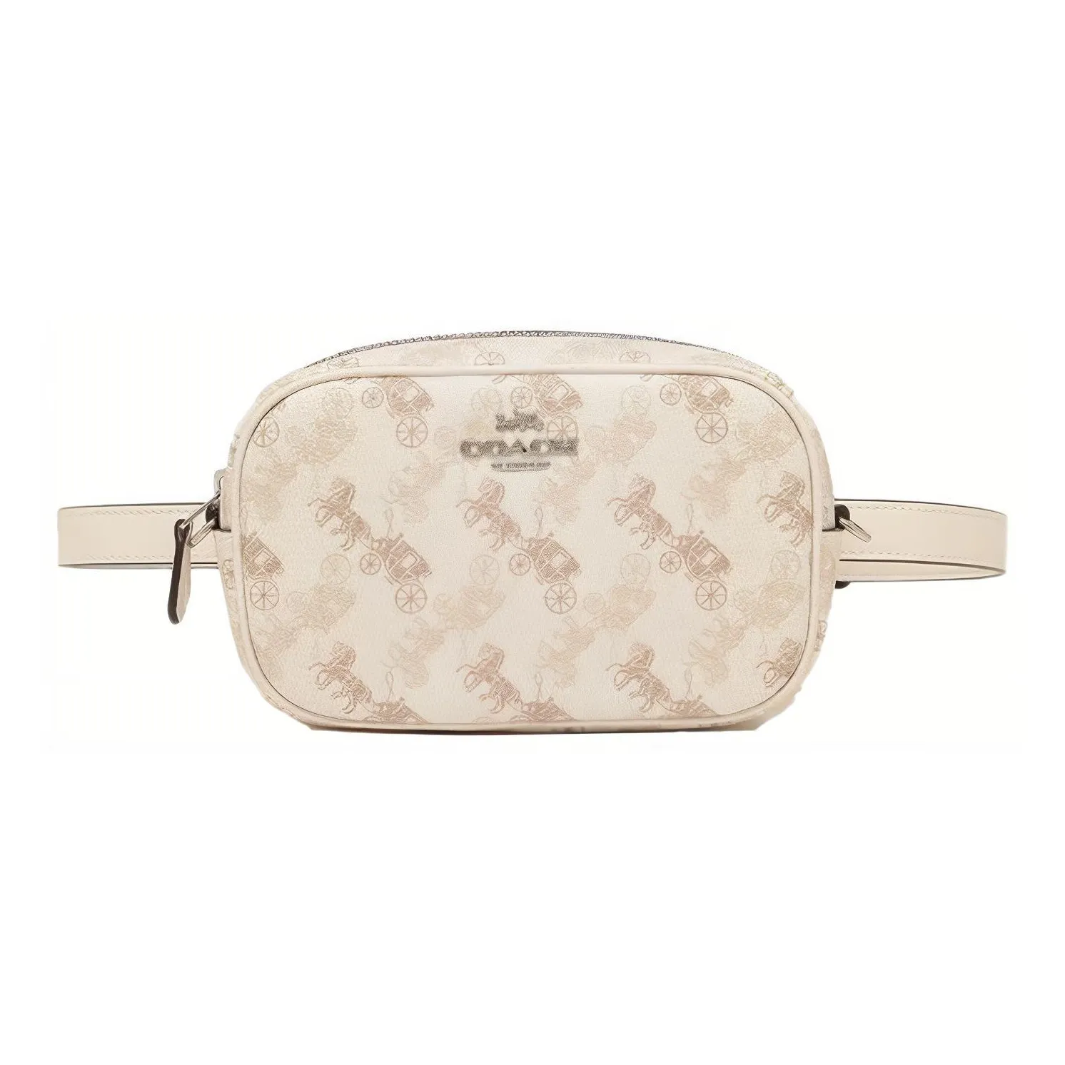 COACH Leather One Shoulder Crossbody Camera Bag Fanny Pack Trumpets Women's White
