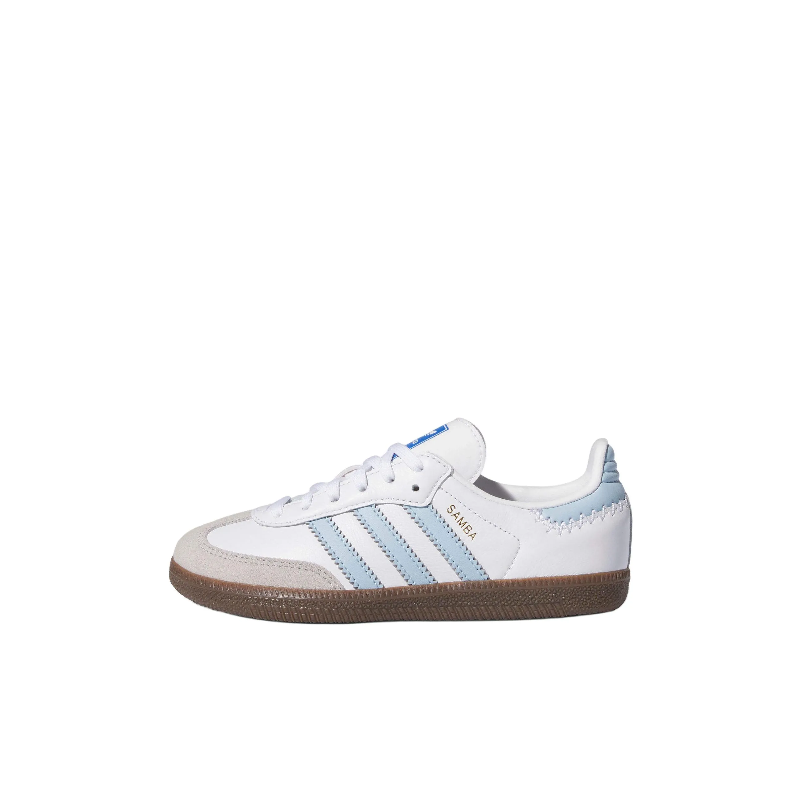 Adidas Originals SAMBA OG Abrasion Resistant Low Top Kids' Skateboarding Shoes White Blue Children Aged 3 7 Years Old