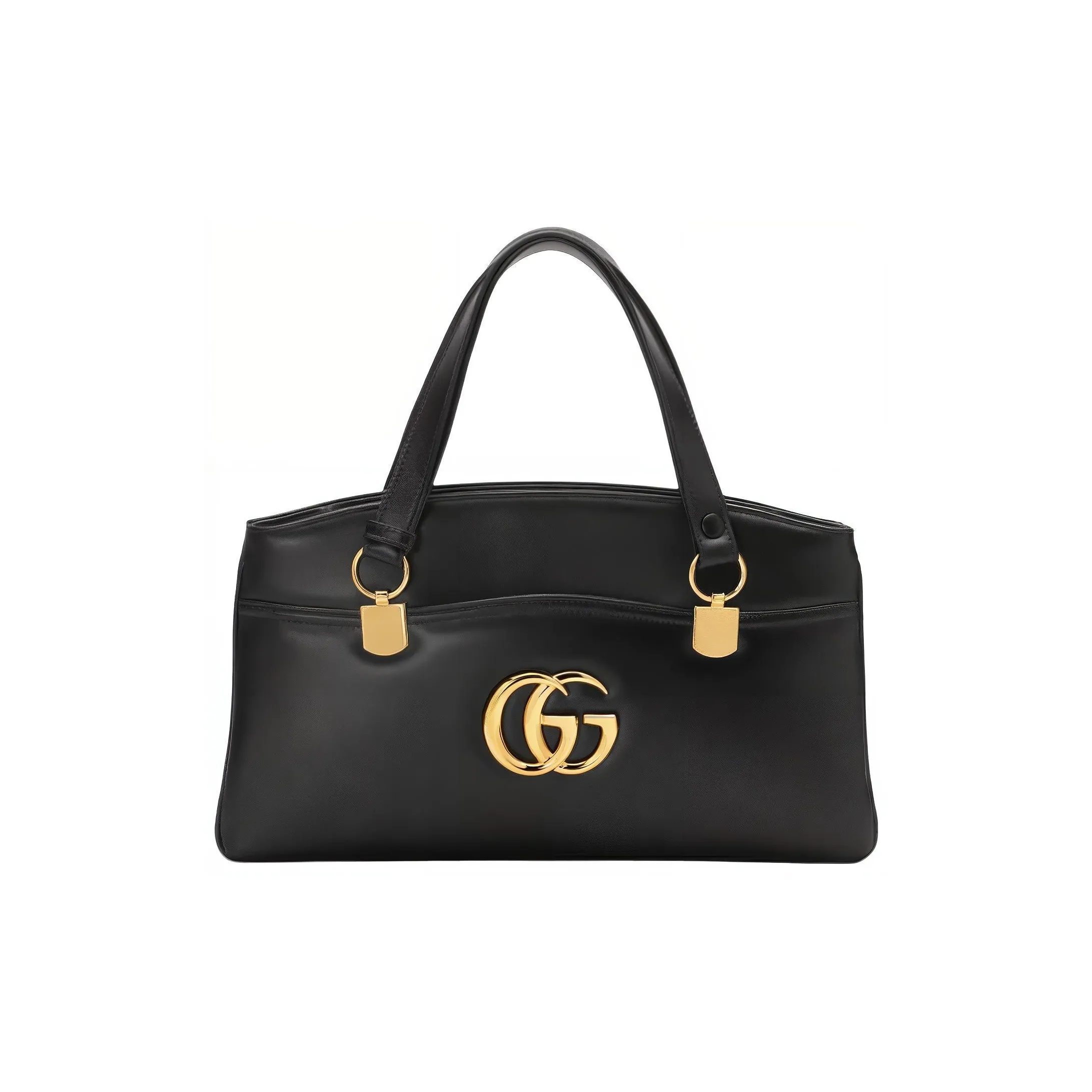 GUCCI Arli Leather Tote Bag, Shopping Bag, Shoulder Bag, Handbag Large Size Unisex Black
