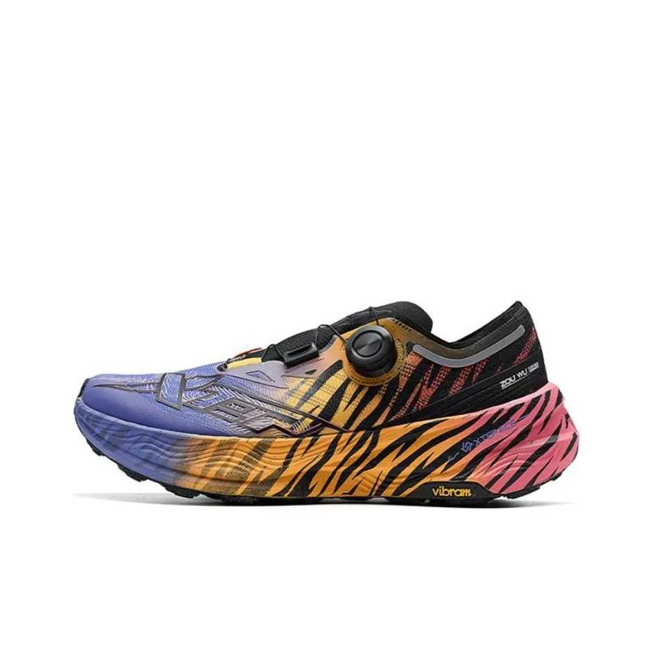 XTEP Running Shoes Men's Low Top Black/Periwinkle Basket Purple/Fluorescent Camellia Red