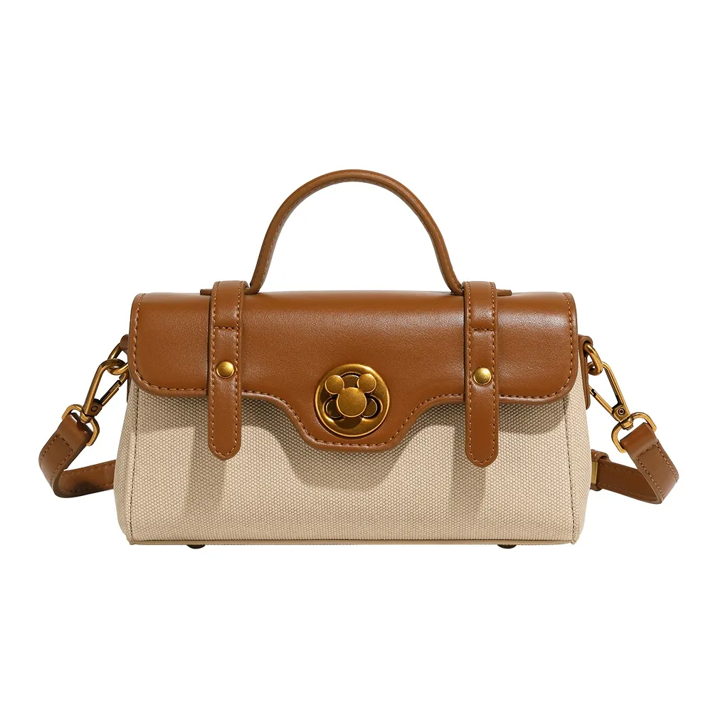 Disney Mickey Series PU Handbag Shoulder Bag Crossbody Bag Medium Size Women's Brown