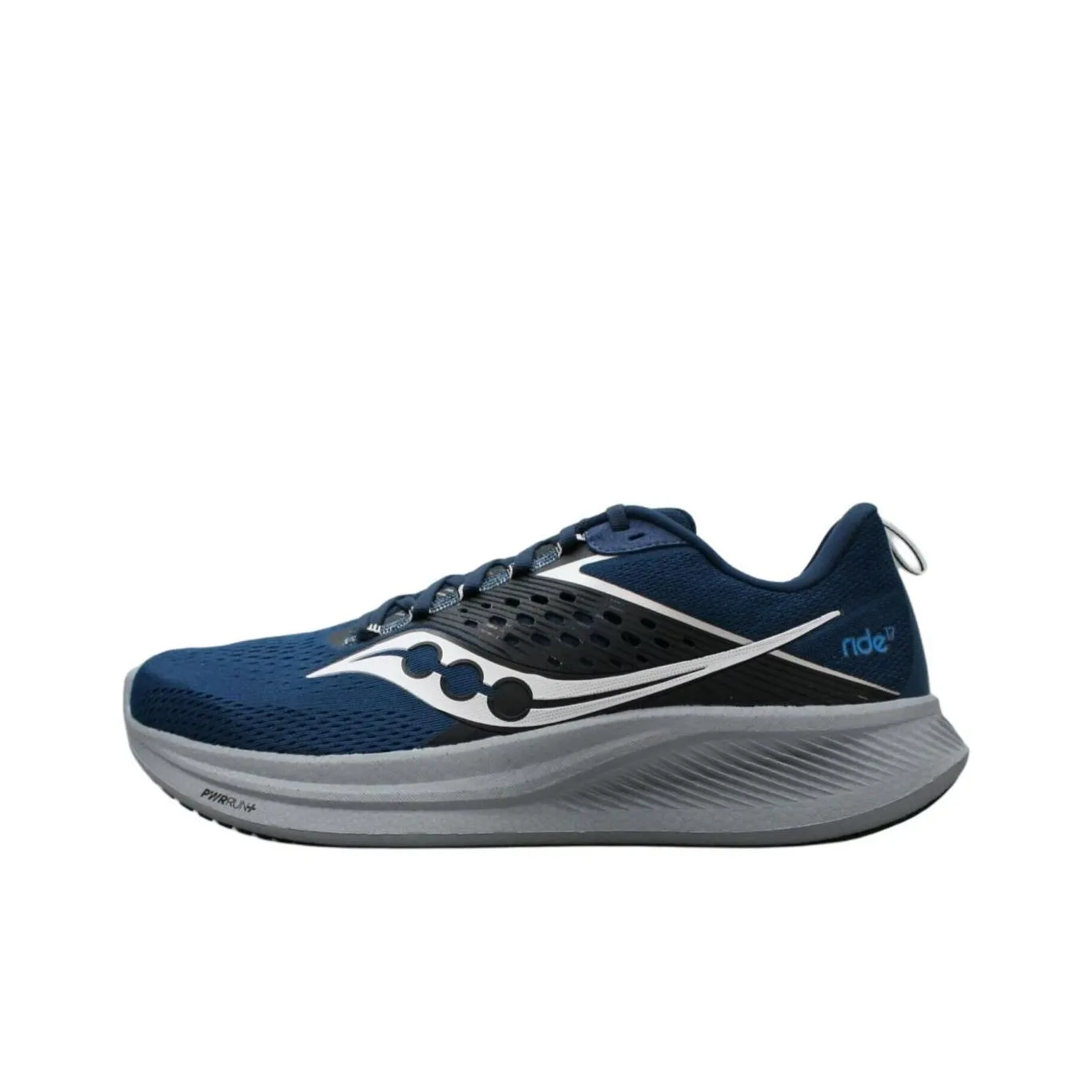 Saucony RIDE 17 Slip Resistant, Abrasion Resistant, Breathable Low Top Running Shoes Men's Blue Gray