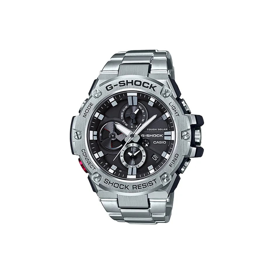 CASIO г Steel Collection Dual Display Disk Коробка Кварцевый механизм Металлический ремешок Часы Мужские Черный циферблат