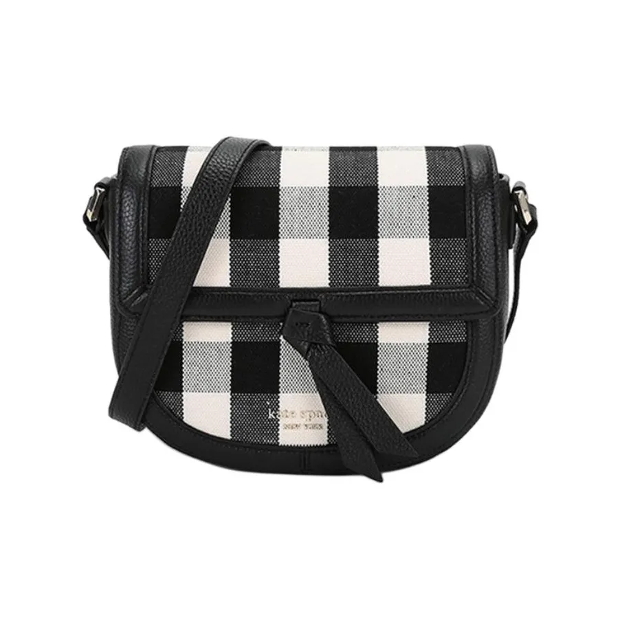 Kate Spade Ткань Коровья кожа Седло Сумка через плечо Сумка Средний Женский Черный Экрю