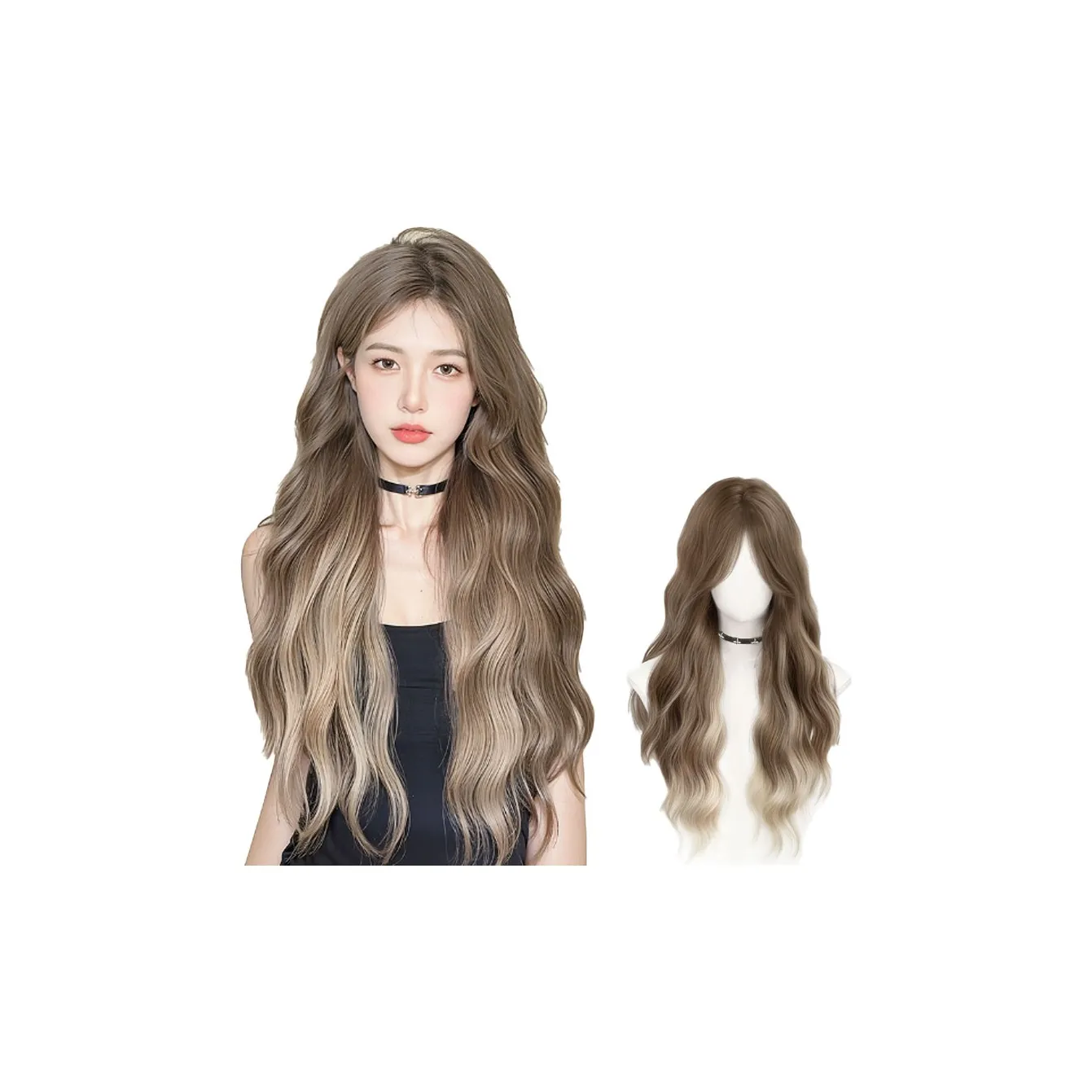 YOUXI Водная рябь Парики Элегантность Подкрутка Льняная ткань Градиентный Золотой