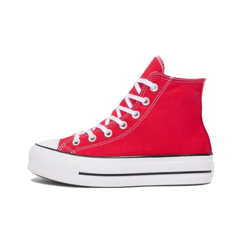 Конверс All Star Lift Slip-Resistant Abrasion-Resistant High Top Скейтборд Кроссовки Женские Красный