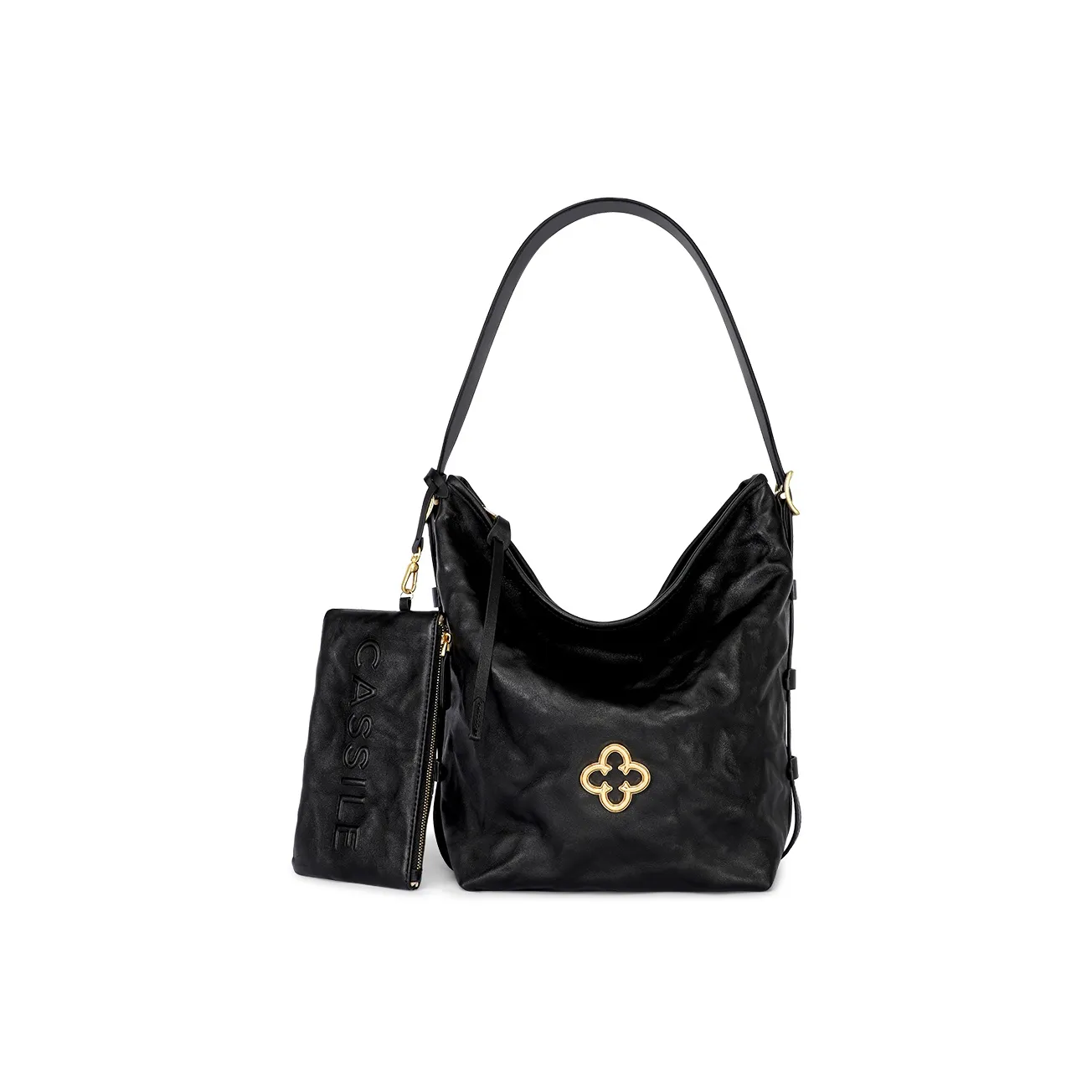 CASSILE Итальянская версия Импортированная Растительное дубление Коровья кожа Сумка на плечо Женская Трюфельный черный Оловянно-серый