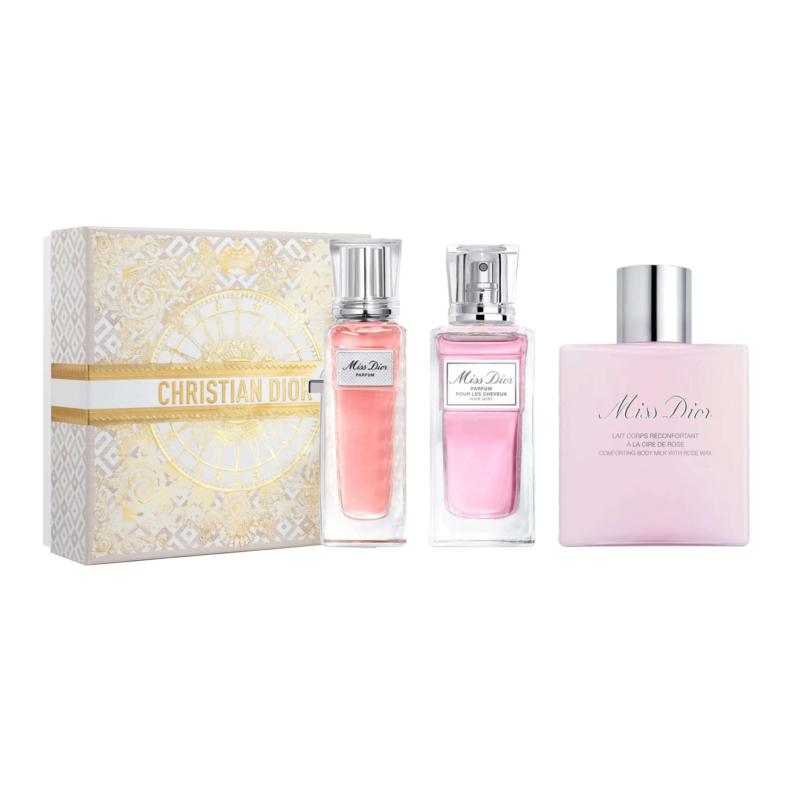 DIOR Christmas Ограниченная серия MISS Dio Наборы для ухода с увлажнением и освежением 20 мл + 30 мл + 175 мл