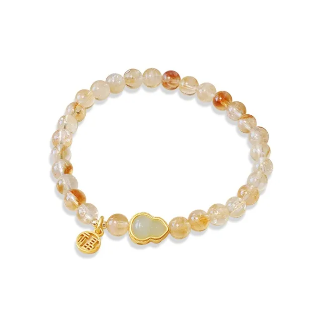 WANLIACC Кристальный Браслет с бусинами "Удача и Богатство" с иероглифом "Фу" Женские