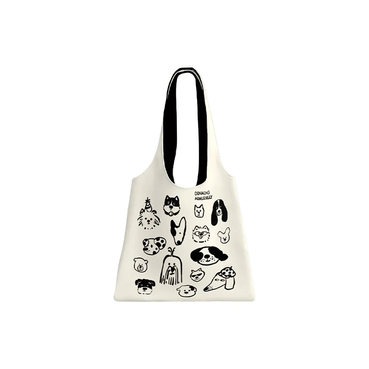 AOSONG Suede Technology Fabric Tote Bag, Shopping Bag, Shoulder Bag Unisex Dazed Dog Graffiti Monk